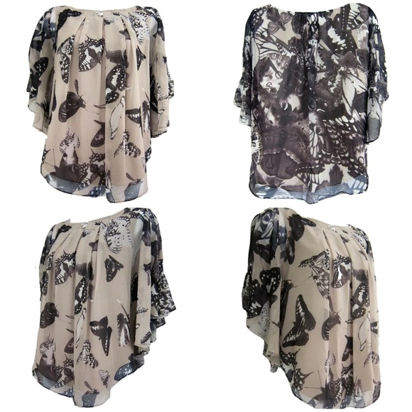 🦋 Ted Baker London, Capra Butterfly Batwing Ruffled Blouse - Picture 11 of 16